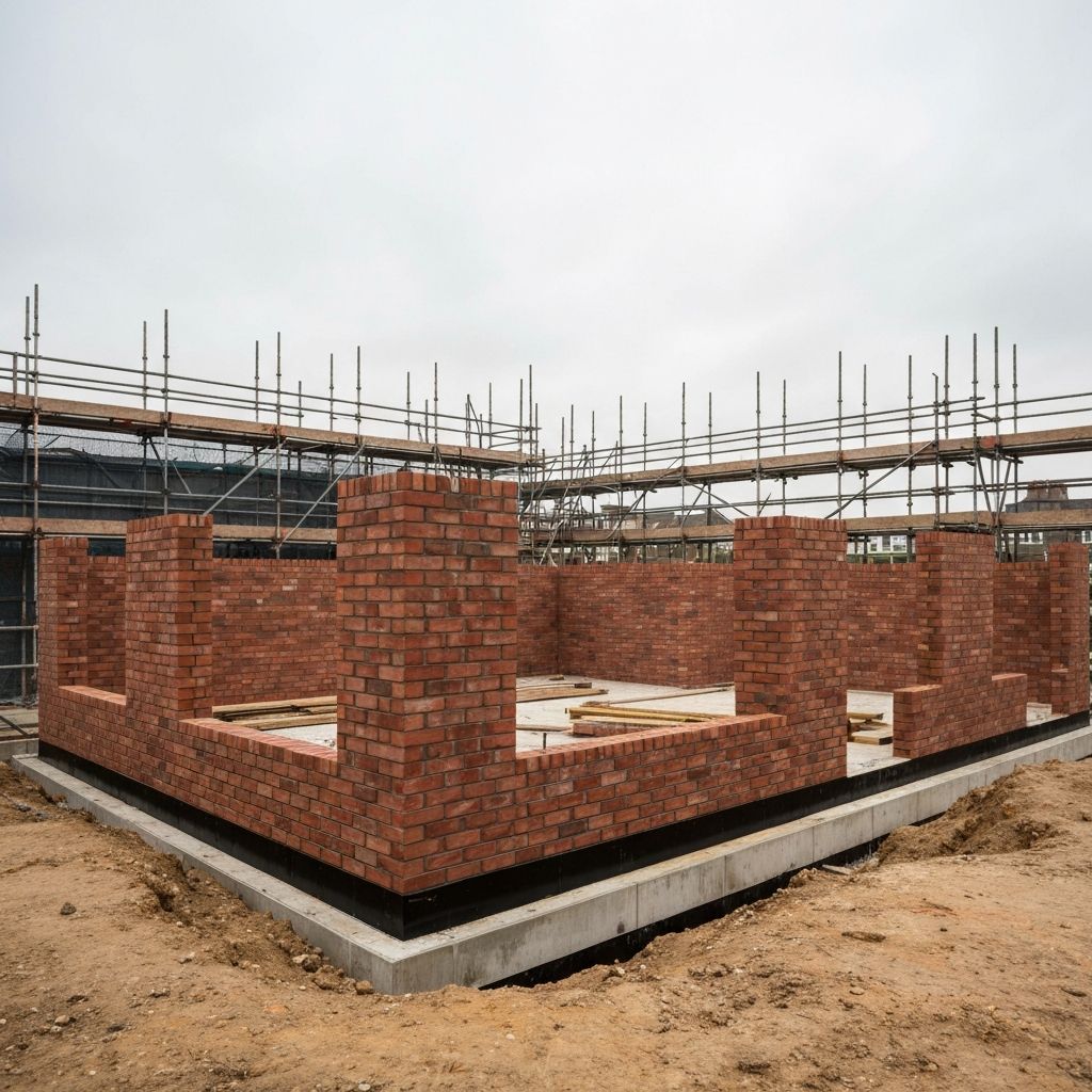 New build brick property under construction in London