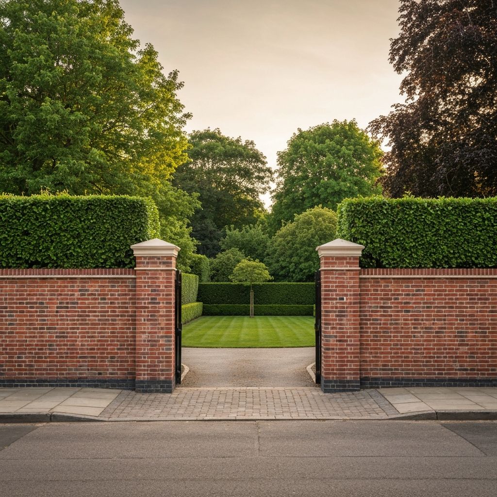 Beautifully completed red brick garden wall and driveway in London
